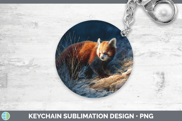 Red Panda Safari Sunset Keychain Sublimation Design