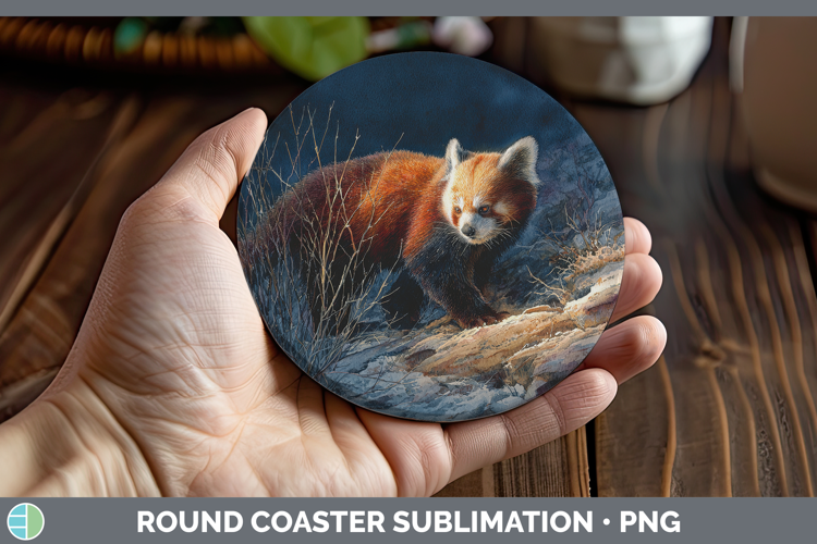 Red Panda Safari Sunset Round Coaster Sublimation Design