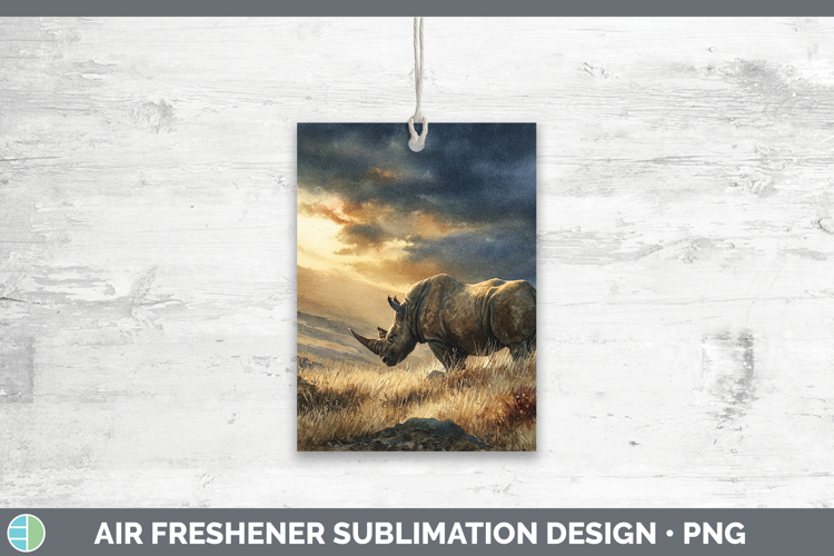 Rhino Safari Sunset Air Freshener Sublimation Design