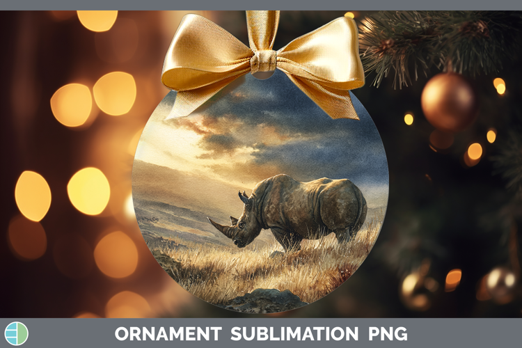 Rhino Safari Sunset Ornament Sublimation Design