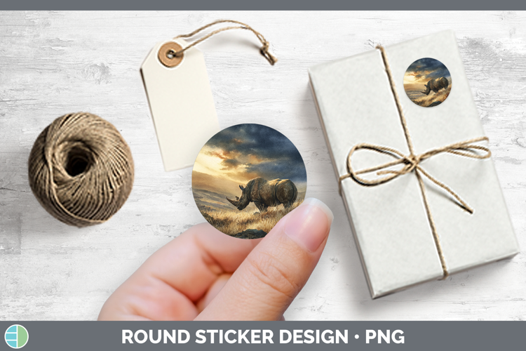Rhino Safari Sunset Stickers Design