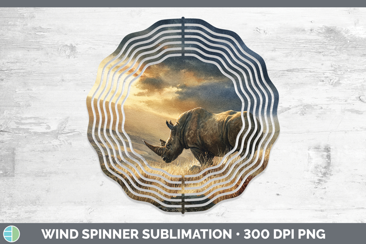 Rhino Safari Sunset Wind Spinner Sublimation Design