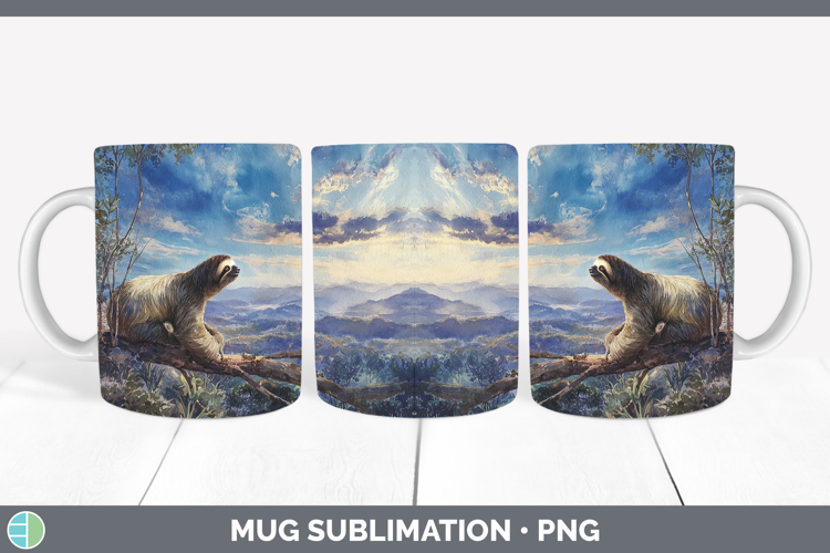 Sloth Safari Sunset Mug Wrap Sublimation Design