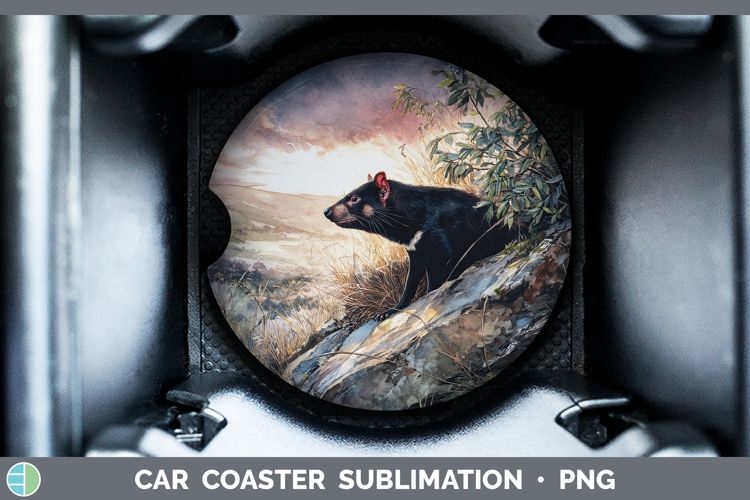 Tasmanian Devil Safari Sunset Car Coaster Sublimation Design