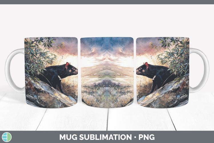 Tasmanian Devil Safari Sunset Mug Wrap Sublimation Design