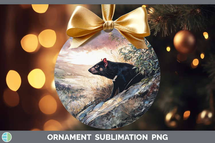 Tasmanian Devil Safari Sunset Ornament Sublimation Design