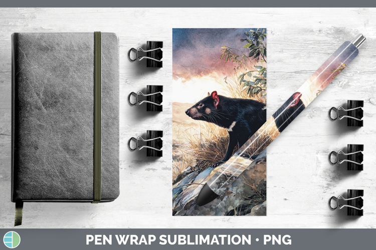 Tasmanian Devil Safari Sunset Pen Wrap Sublimation Design