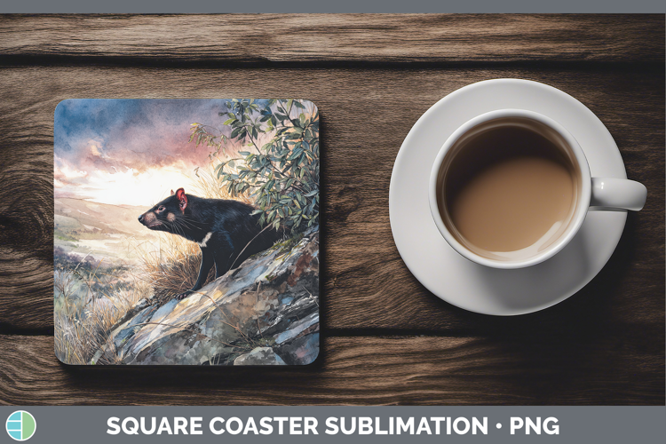 Tasmanian Devil Safari Sunset Square Coaster Sublimation Des
