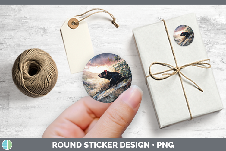 Tasmanian Devil Safari Sunset Stickers Design