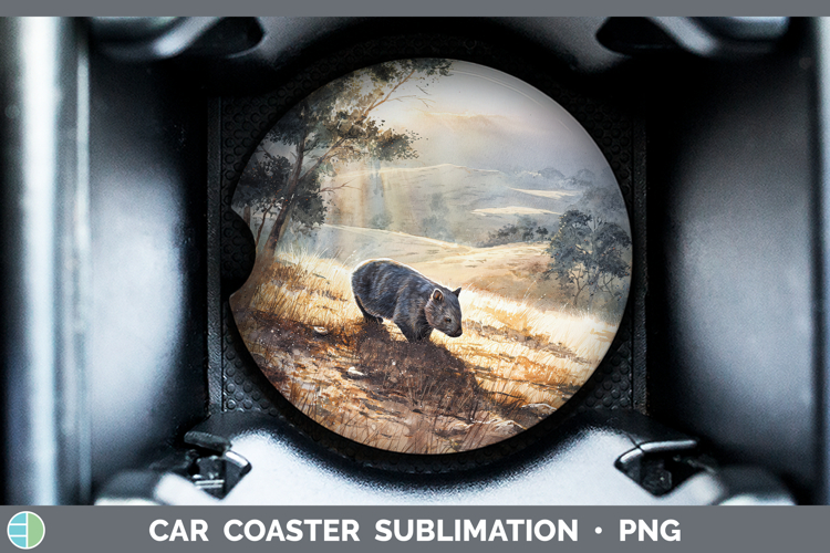 Wombat Safari Sunset Car Coaster Sublimation Design
