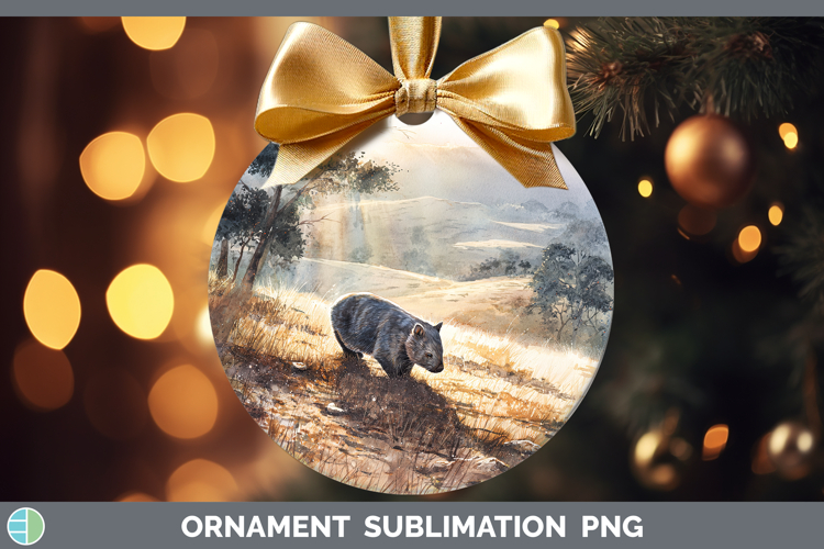 Wombat Safari Sunset Ornament Sublimation Design