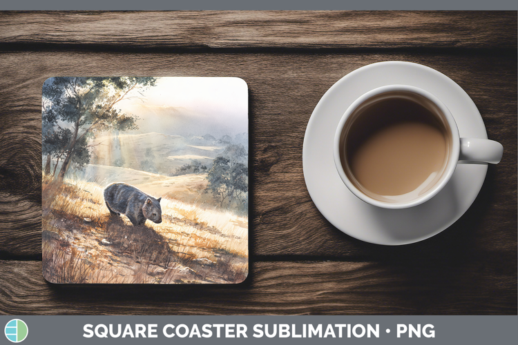Wombat Safari Sunset Square Coaster Sublimation Design