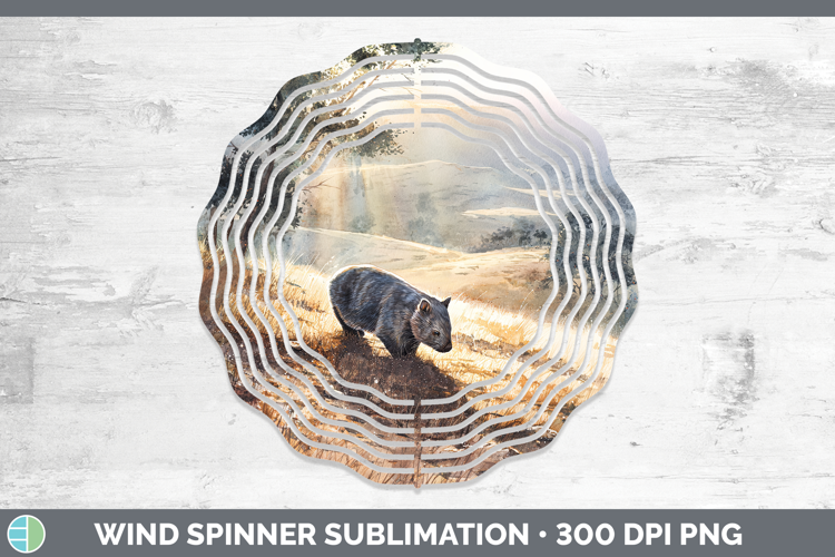 Wombat Safari Sunset Wind Spinner Sublimation Design