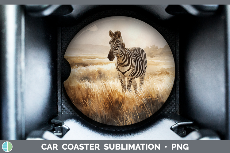 Zebra Safari Sunset Car Coaster Sublimation Design
