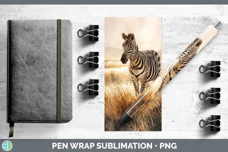 Zebra Safari Sunset Pen Wrap Sublimation Design