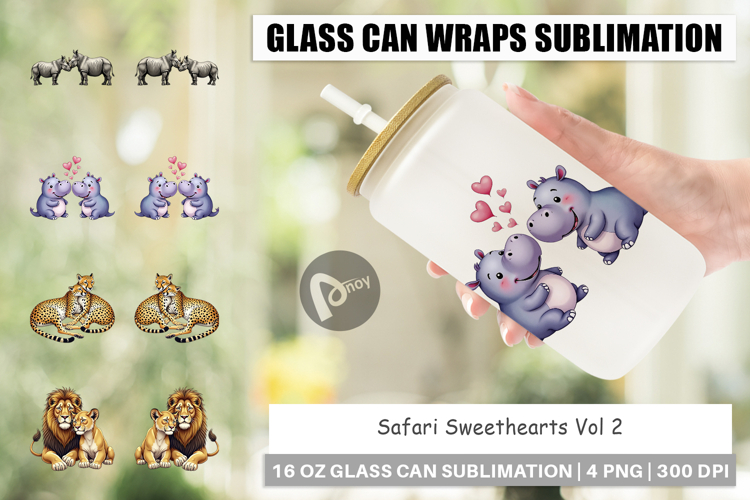 Safari Sweethearts Glass Can