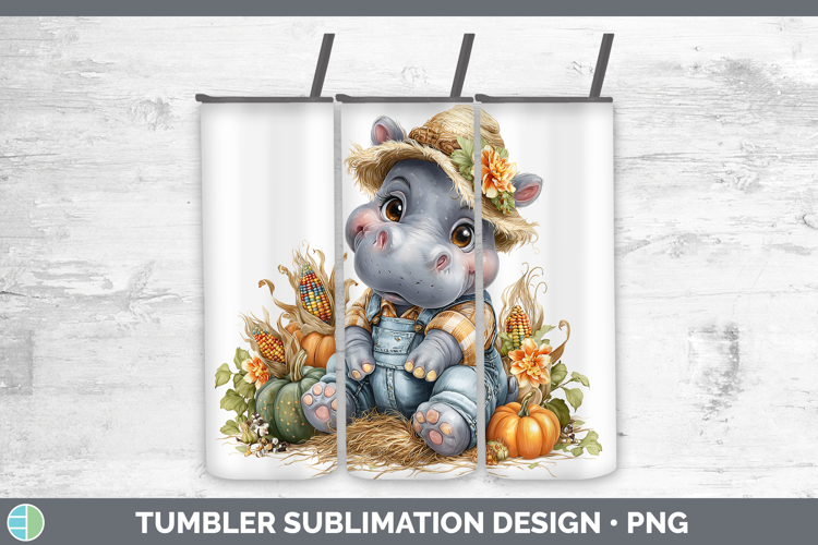 Safari Thanksgiving Hippo Tumbler Sublimation 20 oz Skinny T