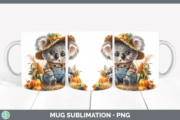 Safari Thanksgiving Koala Mug Wrap Sublimation Coffee Cup De