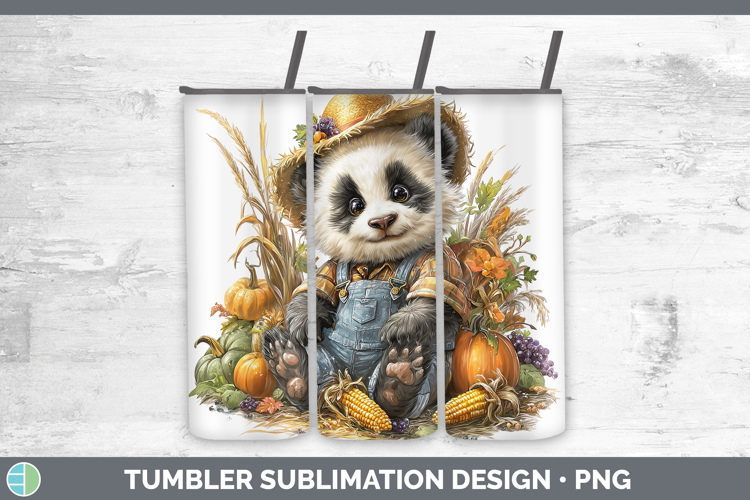 Safari Thanksgiving Panda Bear Tumbler Sublimation 20 oz Ski