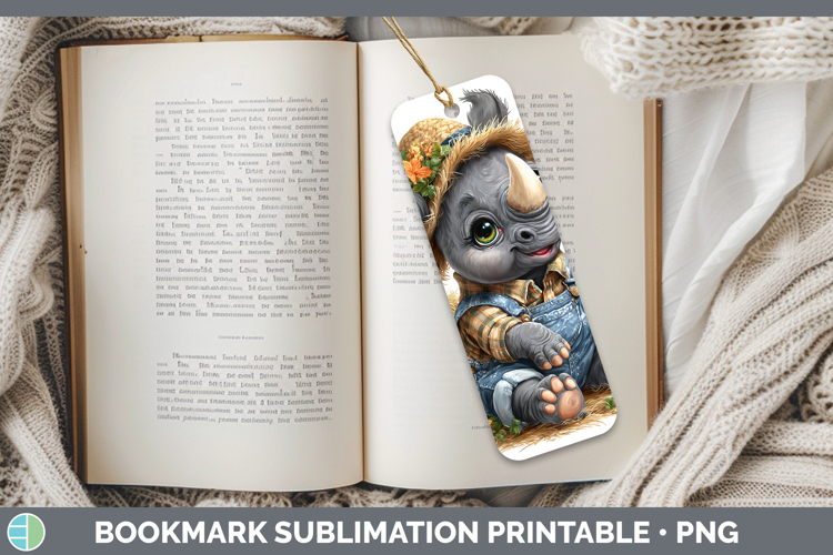 Safari Thanksgiving Rhino Bookmark Sublimation Printable Des