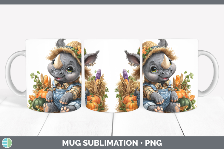 Safari Thanksgiving Rhino Mug Wrap Sublimation Coffee Cup De