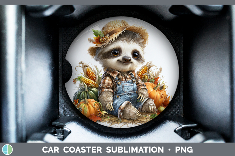 Safari Thanksgiving Sloth Car Coaster Sublimation Designs