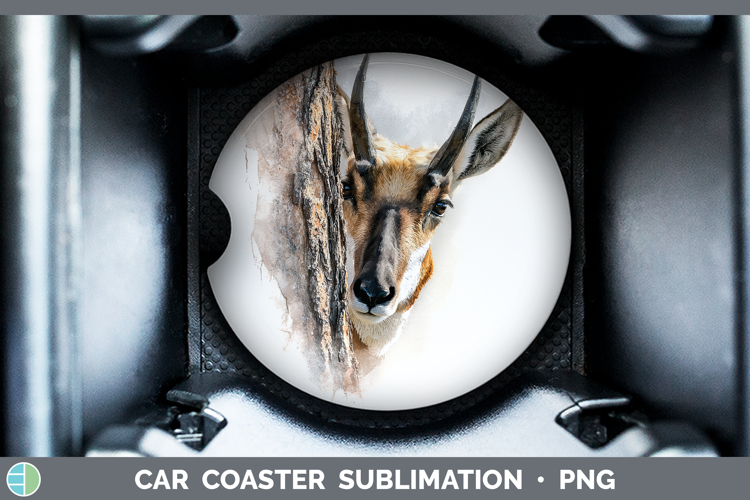 Antelope Safari Tree Peek Car Coaster Sublimation Design