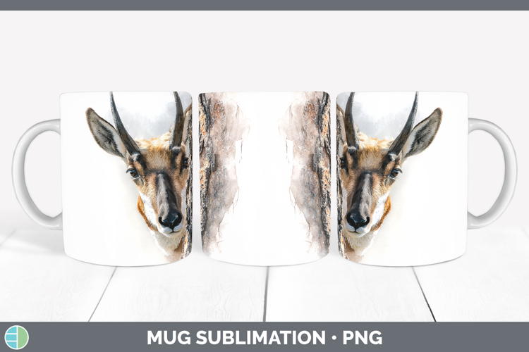 Antelope Safari Tree Peek Mug Wrap Sublimation Design