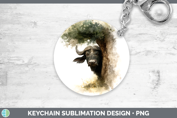 Buffalo Safari Tree Peek Keychain Sublimation Design
