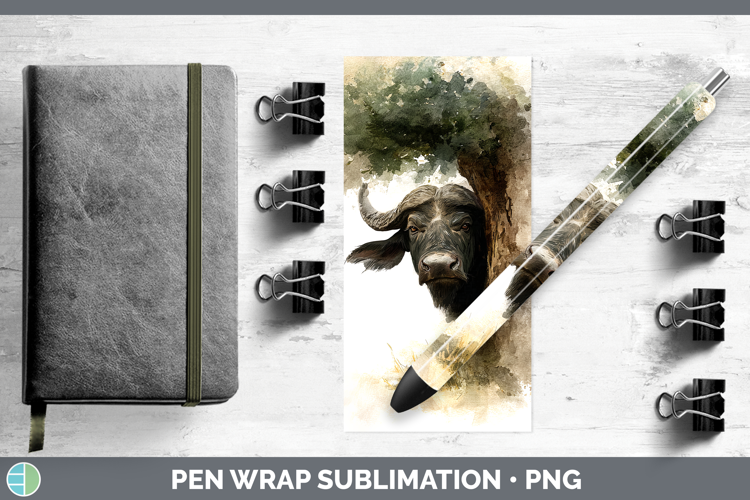 Buffalo Safari Tree Peek Pen Wrap Sublimation Design