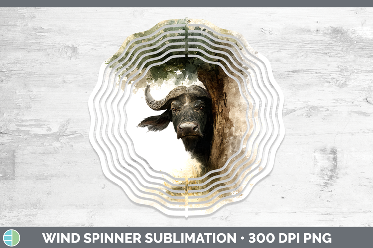 Buffalo Safari Tree Peek Wind Spinner Sublimation Design