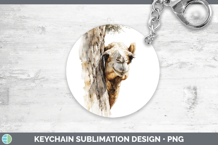Camel Safari Tree Peek Keychain Sublimation Design