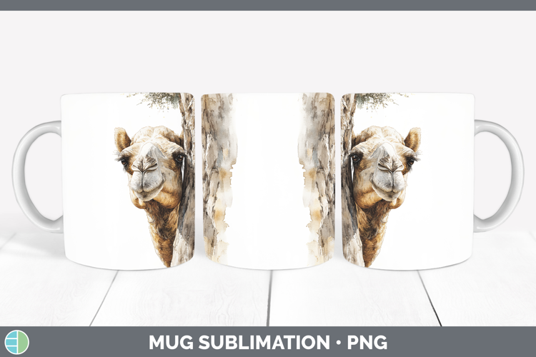 Camel Safari Tree Peek Mug Wrap Sublimation Design
