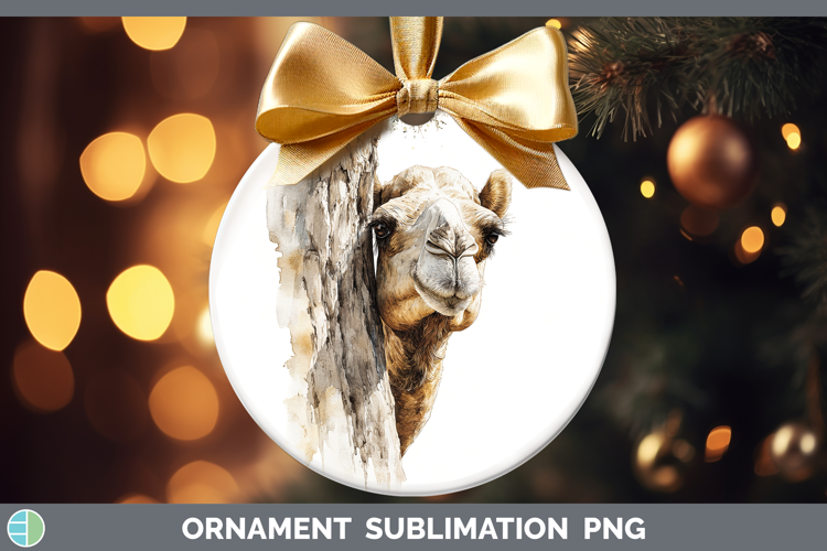 Camel Safari Tree Peek Ornament Sublimation Design