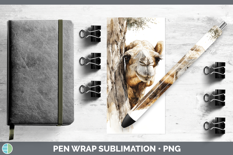 Camel Safari Tree Peek Pen Wrap Sublimation Design