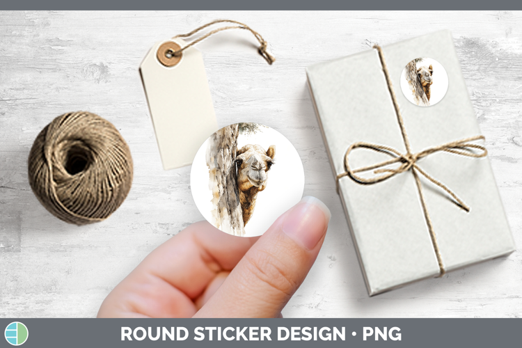 Camel Safari Tree Peek Stickers Design