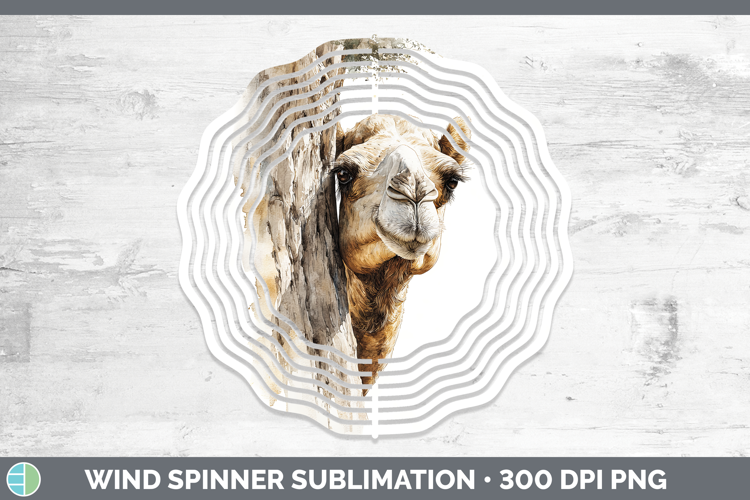 Camel Safari Tree Peek Wind Spinner Sublimation Design