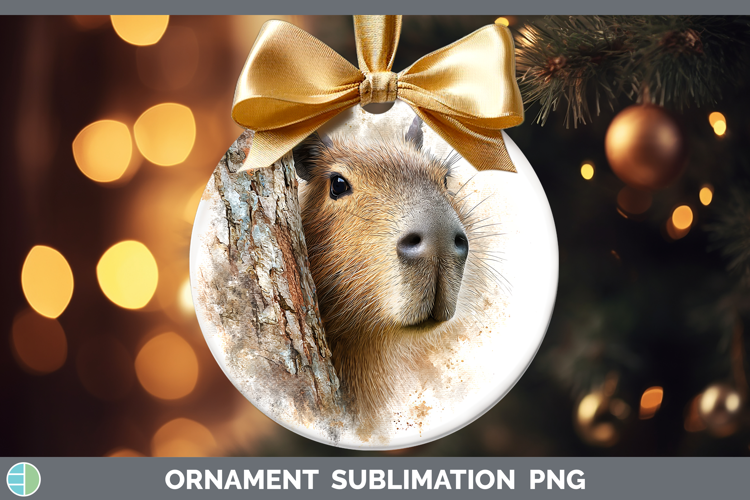 Capybara Safari Tree Peek Ornament Sublimation Design
