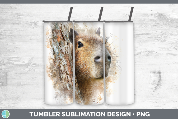 Capybara Safari Tree Peek Tumbler Sublimation Design