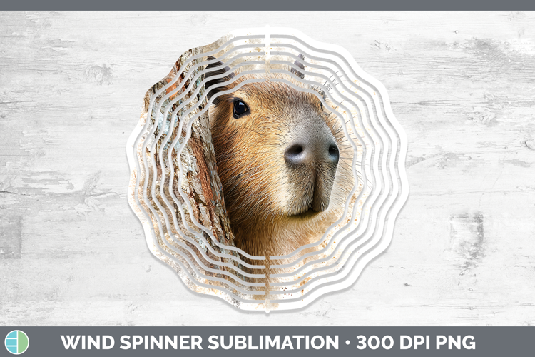 Capybara Safari Tree Peek Wind Spinner Sublimation Design