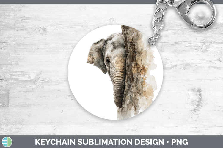 Elephant Safari Tree Peek Keychain Sublimation Design