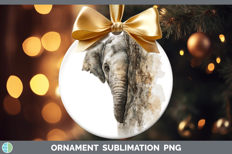 Elephant Safari Tree Peek Ornament Sublimation Design