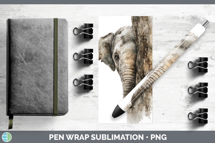 Elephant Safari Tree Peek Pen Wrap Sublimation Design