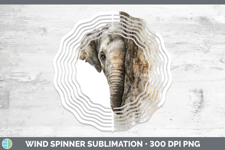 Elephant Safari Tree Peek Wind Spinner Sublimation Design