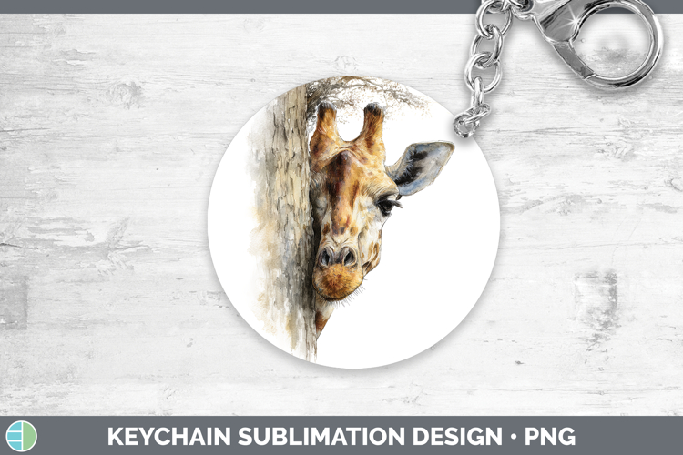 Giraffe Safari Tree Peek Keychain Sublimation Design