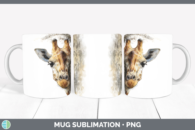 Giraffe Safari Tree Peek Mug Wrap Sublimation Design