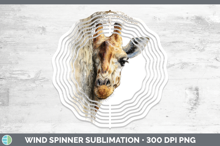 Giraffe Safari Tree Peek Wind Spinner Sublimation Design