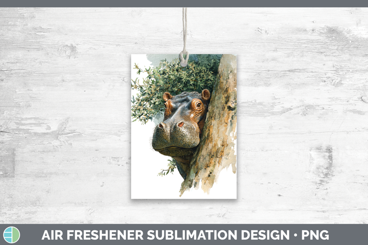 Hippo Safari Tree Peek Air Freshener Sublimation Design
