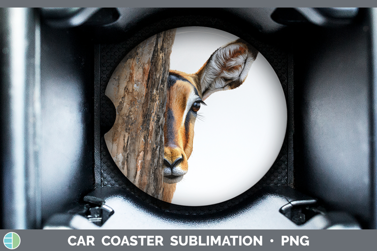 Impala Safari Tree Peek Car Coaster Sublimation Design