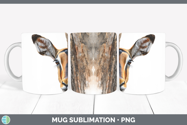 Impala Safari Tree Peek Mug Wrap Sublimation Design